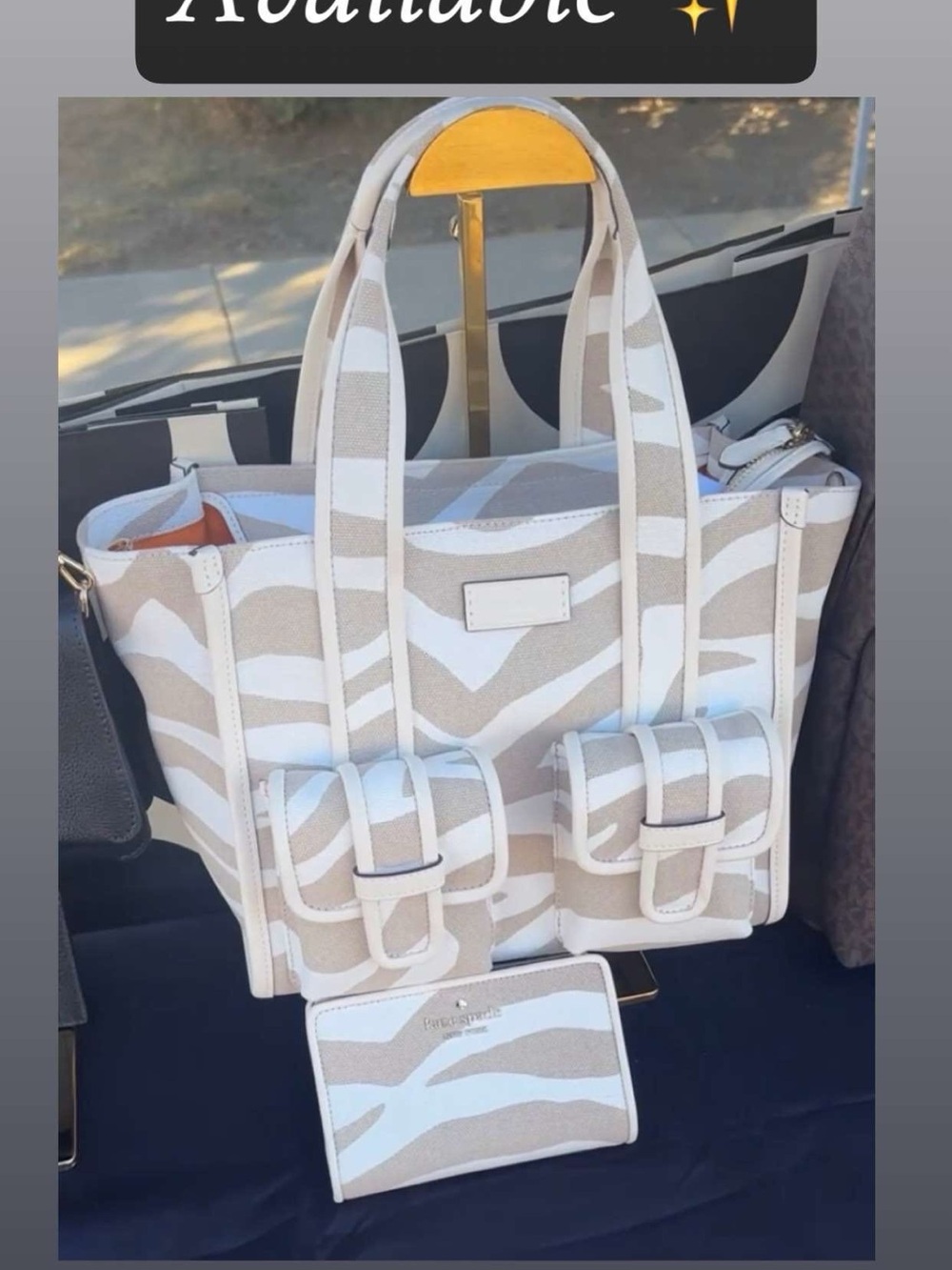 kate spade Neutral Zebra-Print Tote with Matching Wallet